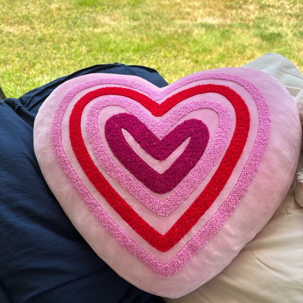 Heart-Shaped Pink and Red Pillow